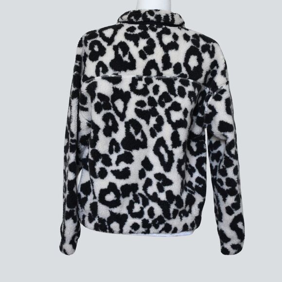 OLD NAVY Women's Active Black and White Leopard Print Teddy Jacket Size M - Picture 4 of 9